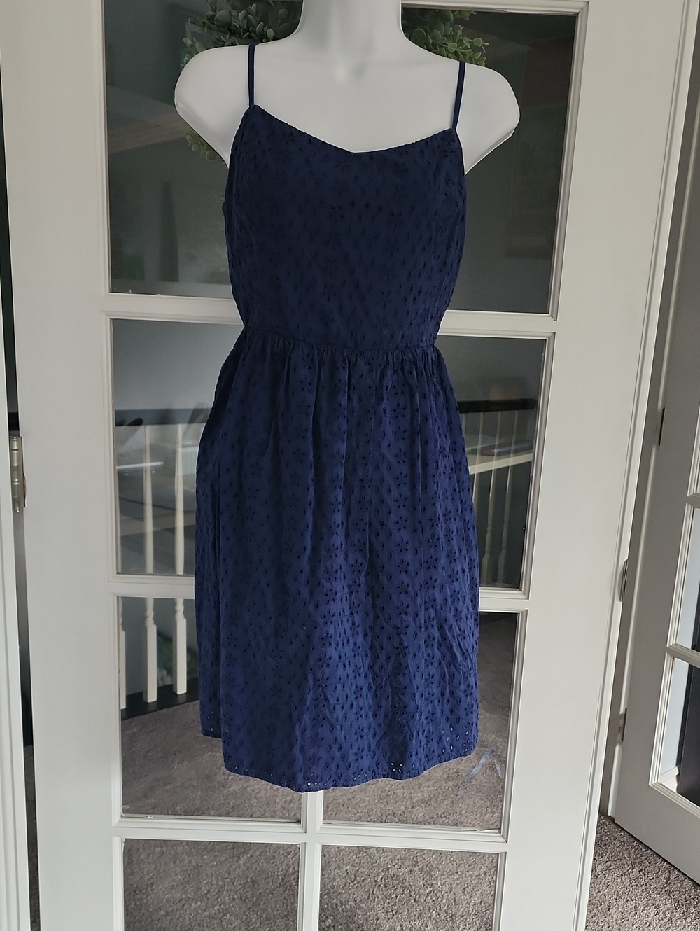 Old Navy Navy Eyelet Spaghetti-Strap Sundress